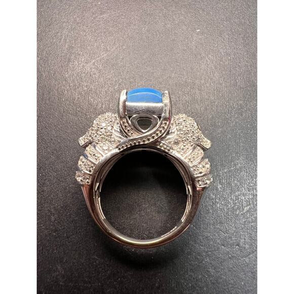 NEW Ceruleite and zircon seahorse ring in sterling silver size 8 - Picture 15 of 16